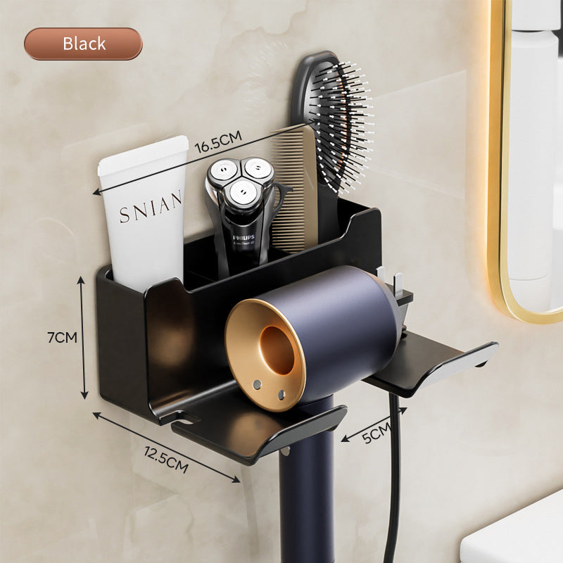 AeroRack™ – Support Mural de Sèche-Cheveux et Rangement de Salle de Bain 2-en-1