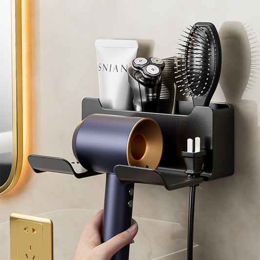 AeroRack™ – Support Mural de Sèche-Cheveux et Rangement de Salle de Bain 2-en-1