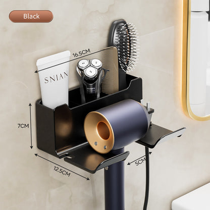 AeroRack™ – Support Mural de Sèche-Cheveux et Rangement de Salle de Bain 2-en-1